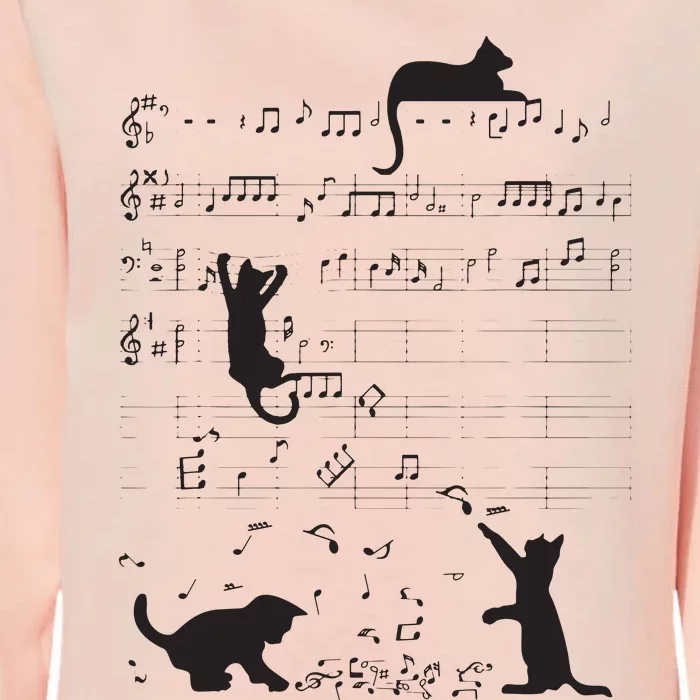 Cute Cat Kitty Playing Music Note Clef Musician Art Womens California Wash Sweatshirt