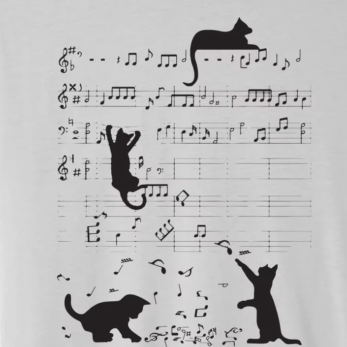 Cute Cat Kitty Playing Music Note Clef Musician Art ChromaSoft Performance T-Shirt