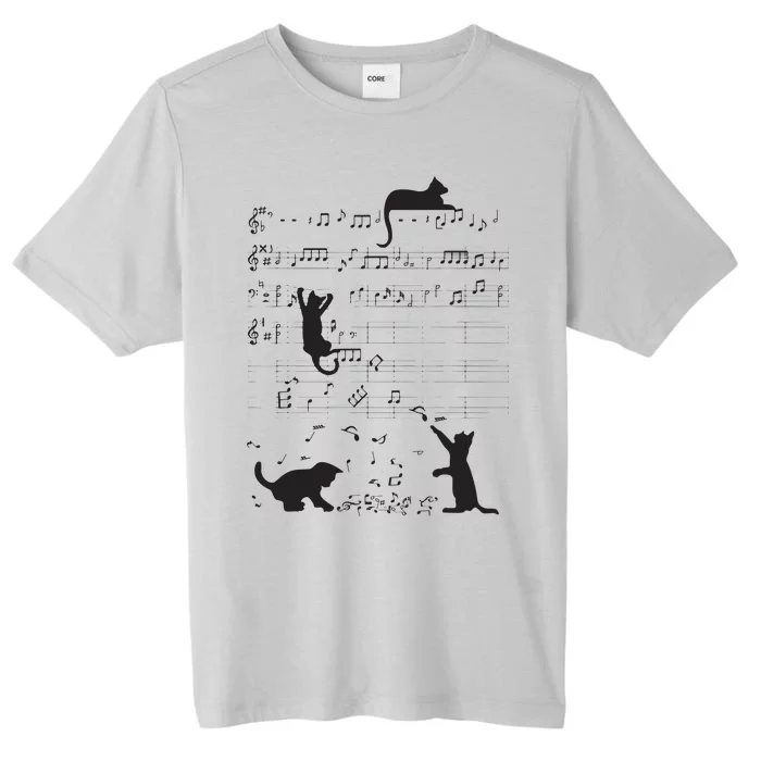 Cute Cat Kitty Playing Music Note Clef Musician Art ChromaSoft Performance T-Shirt