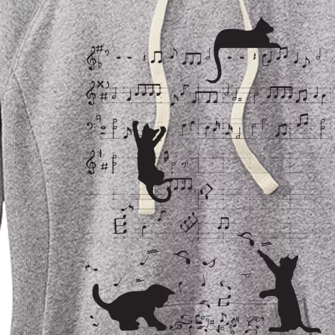 Cute Cat Kitty Playing Music Note Clef Musician Art Women's Fleece Hoodie