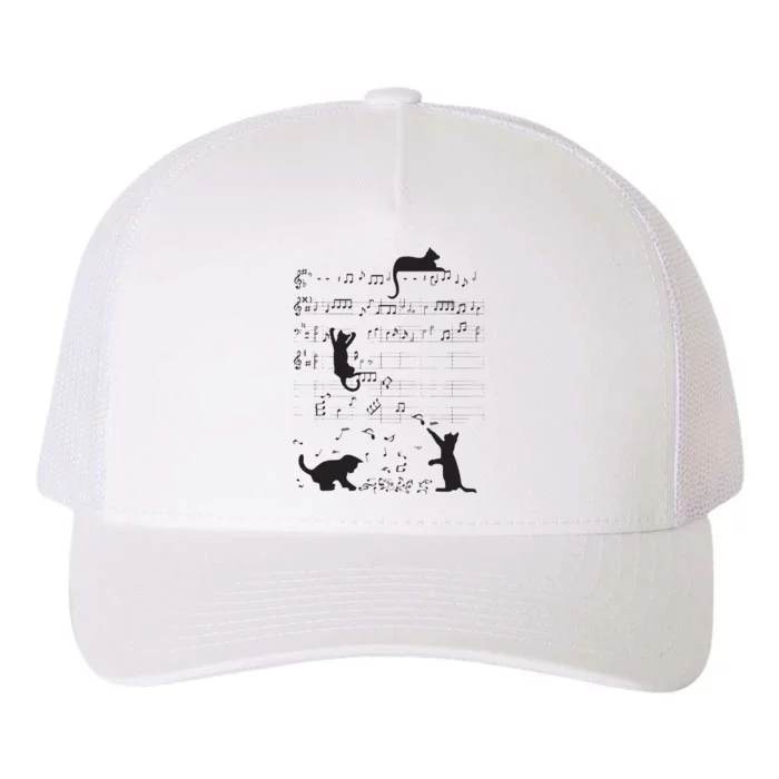 Cute Cat Kitty Playing Music Note Clef Musician Art Yupoong Adult 5-Panel Trucker Hat