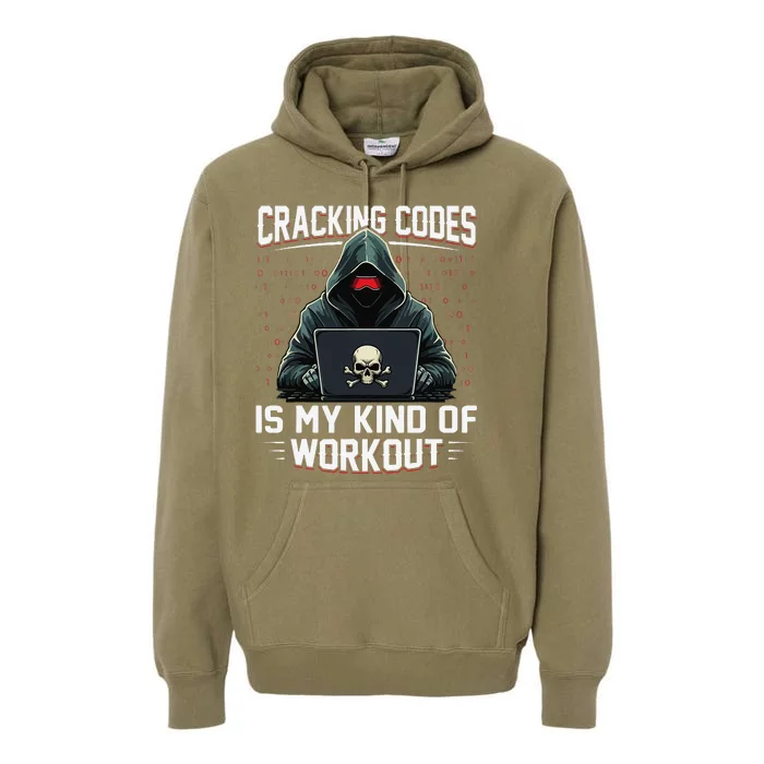 Cracking Codes Kind Of Workout Funny Cybersecurity Hacker Premium Hoodie