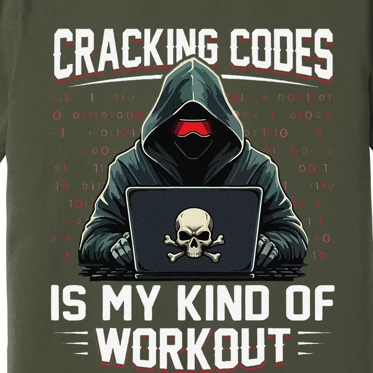 Cracking Codes Kind Of Workout Funny Cybersecurity Hacker Premium T-Shirt