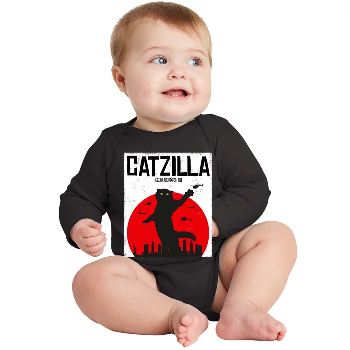 Catzilla Cat Kitten Feline Kitty Outfit Japan Movie Baby Long Sleeve Bodysuit