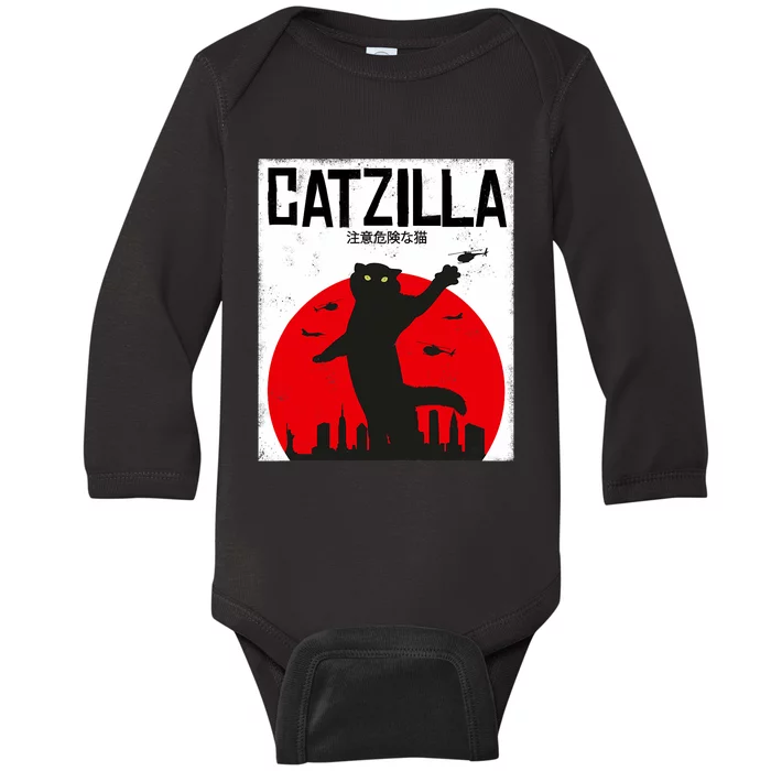 Catzilla Cat Kitten Feline Kitty Outfit Japan Movie Baby Long Sleeve Bodysuit