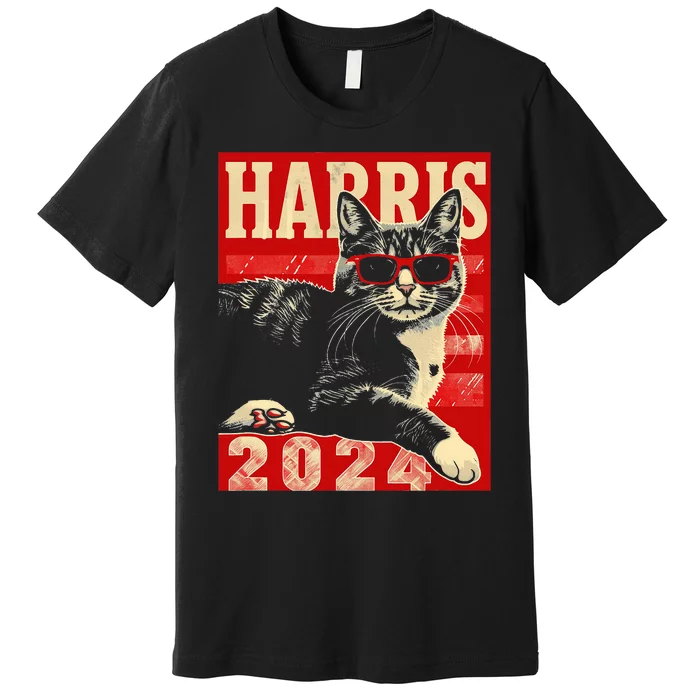 Cool Cat Kamala Vote For Democracy Harris 2024 Premium T-Shirt