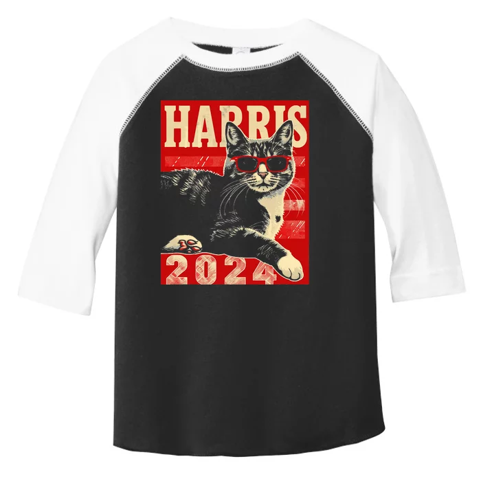 Cool Cat Kamala Vote For Democracy Harris 2024 Toddler Fine Jersey T-Shirt