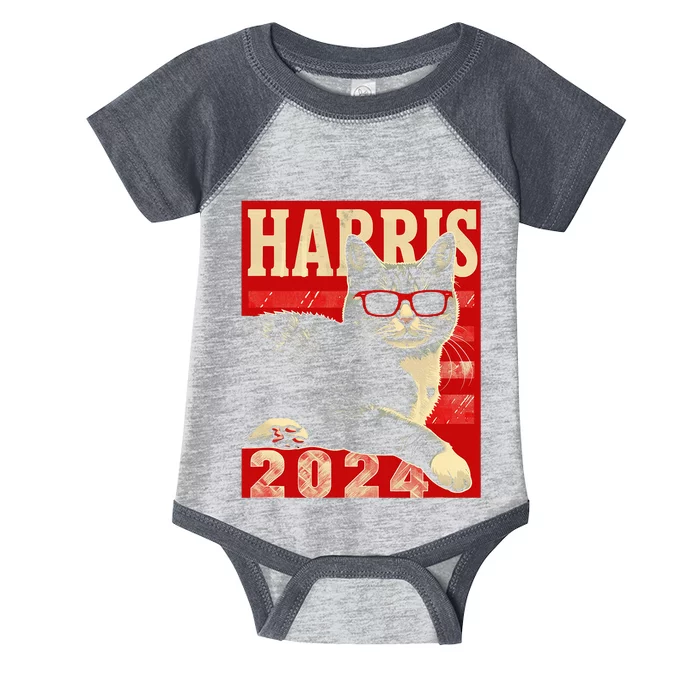 Cool Cat Kamala Vote For Democracy Harris 2024 Infant Baby Jersey Bodysuit