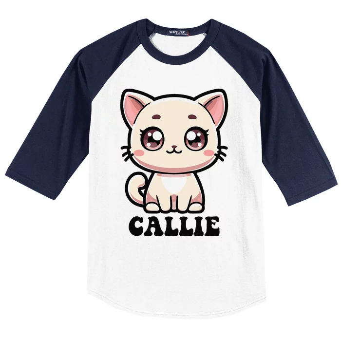 Callie Cute Kitty Cat Design For Name Callie Baseball Sleeve Shirt