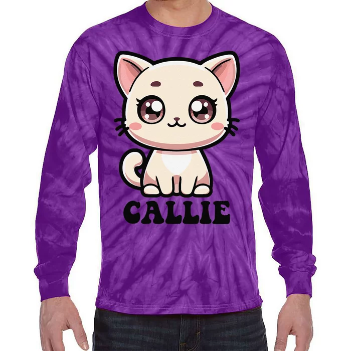 Callie Cute Kitty Cat Design For Name Callie Tie-Dye Long Sleeve Shirt