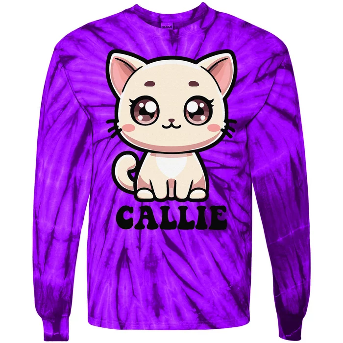 Callie Cute Kitty Cat Design For Name Callie Tie-Dye Long Sleeve Shirt