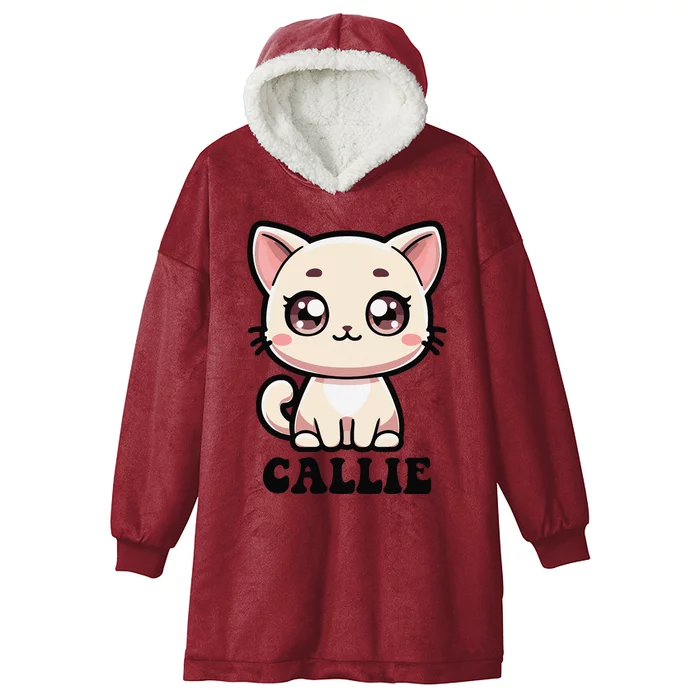 Callie Cute Kitty Cat Design For Name Callie Hooded Wearable Blanket