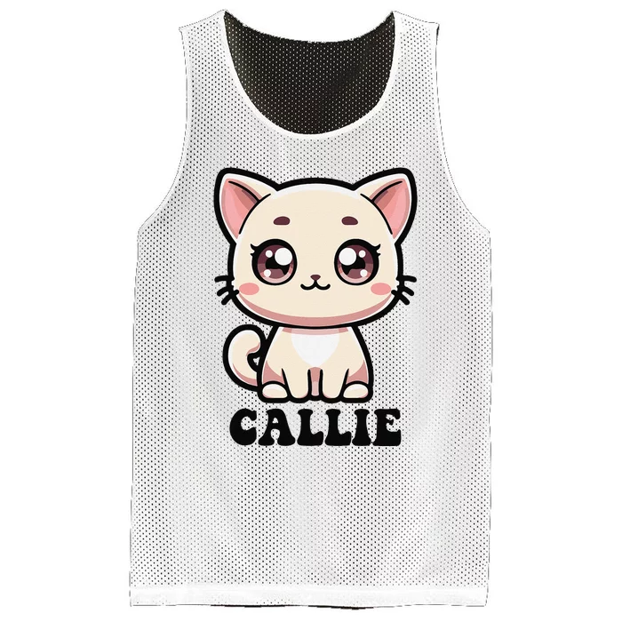 Callie Cute Kitty Cat Design For Name Callie Mesh Reversible Basketball Jersey Tank