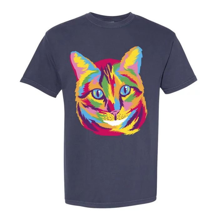 Colorful Cute Kitten Face Garment-Dyed Heavyweight T-Shirt