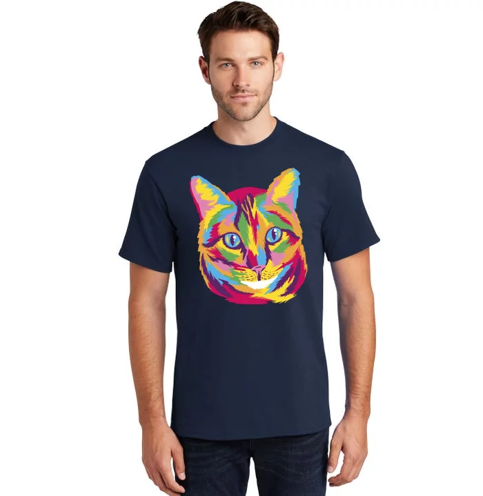 Colorful Cute Kitten Face Tall T-Shirt