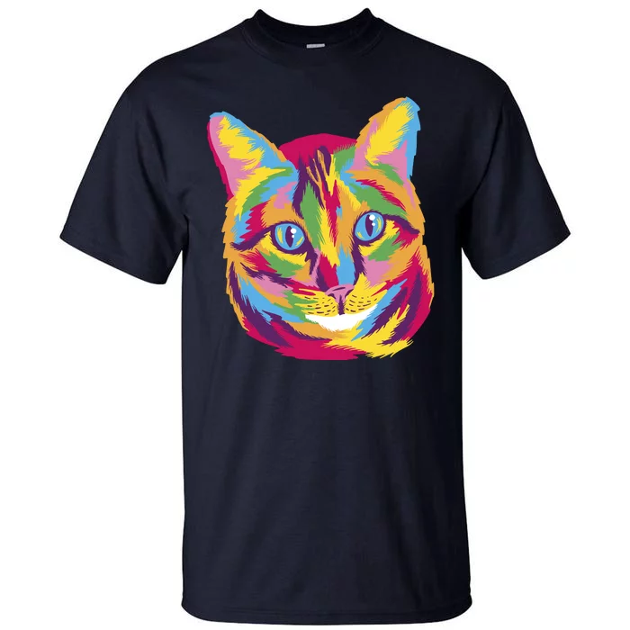 Colorful Cute Kitten Face Tall T-Shirt