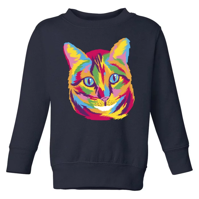 Colorful Cute Kitten Face Toddler Sweatshirt