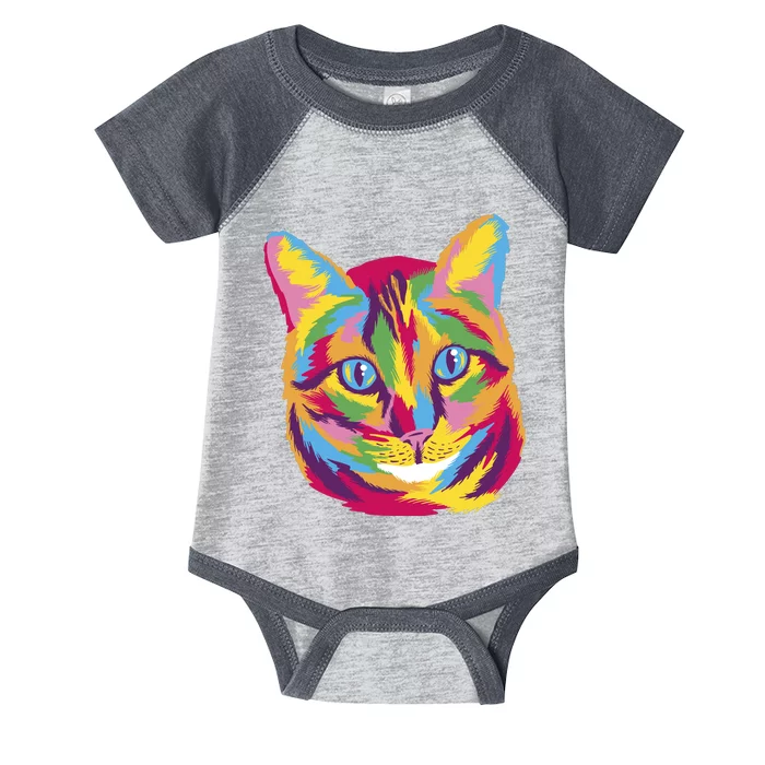 Colorful Cute Kitten Face Infant Baby Jersey Bodysuit