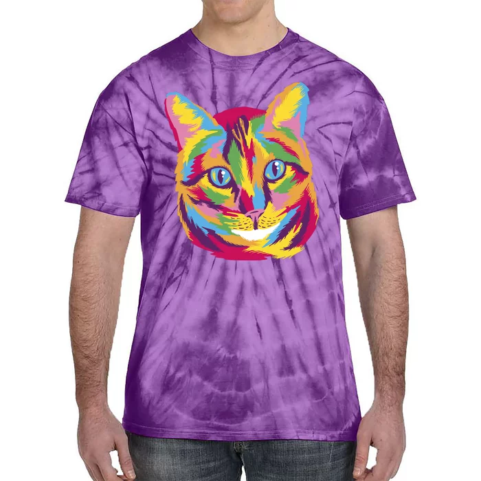 Colorful Cute Kitten Face Tie-Dye T-Shirt