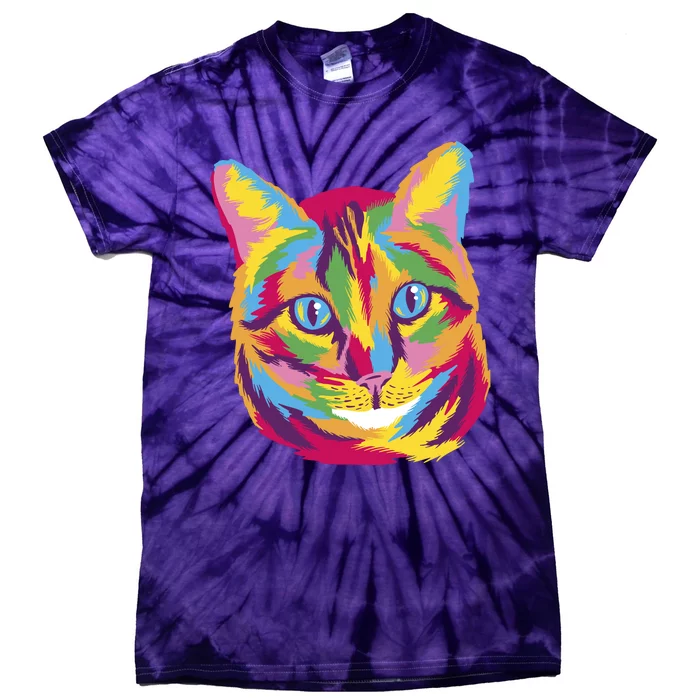 Colorful Cute Kitten Face Tie-Dye T-Shirt