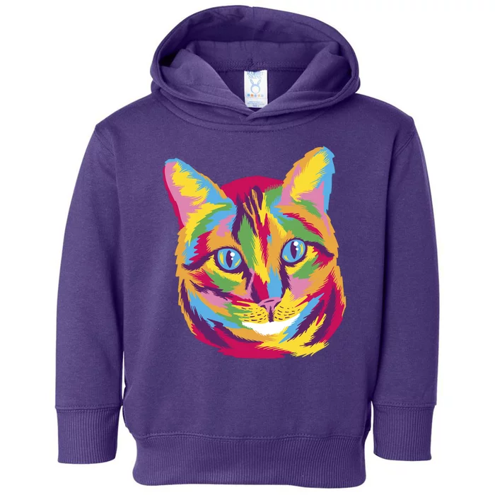 Colorful Cute Kitten Face Toddler Hoodie