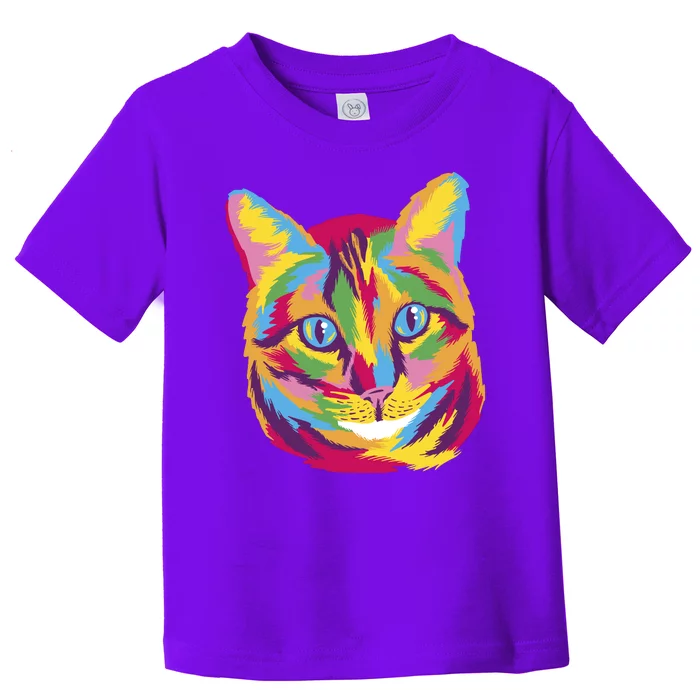 Colorful Cute Kitten Face Toddler T-Shirt