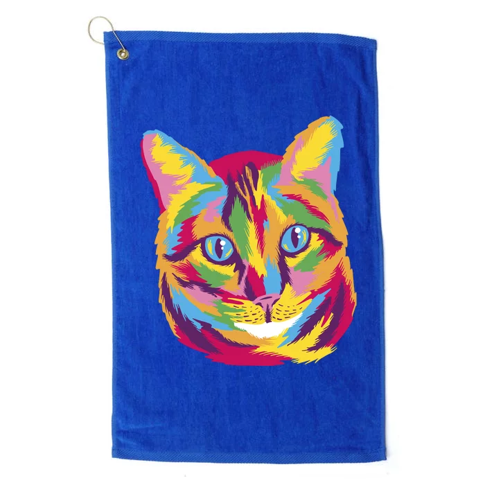 Colorful Cute Kitten Face Platinum Collection Golf Towel