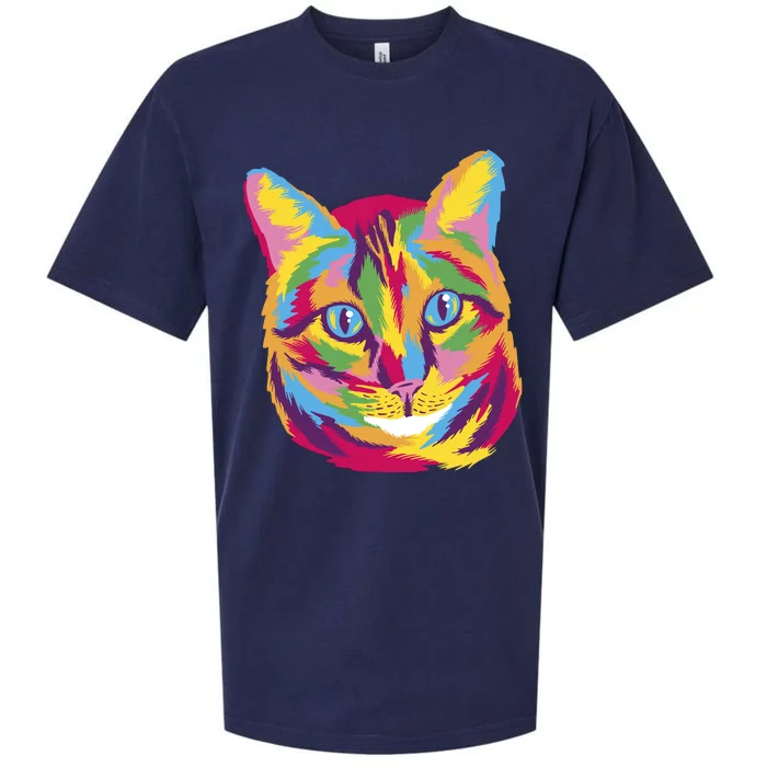 Colorful Cute Kitten Face Sueded Cloud Jersey T-Shirt