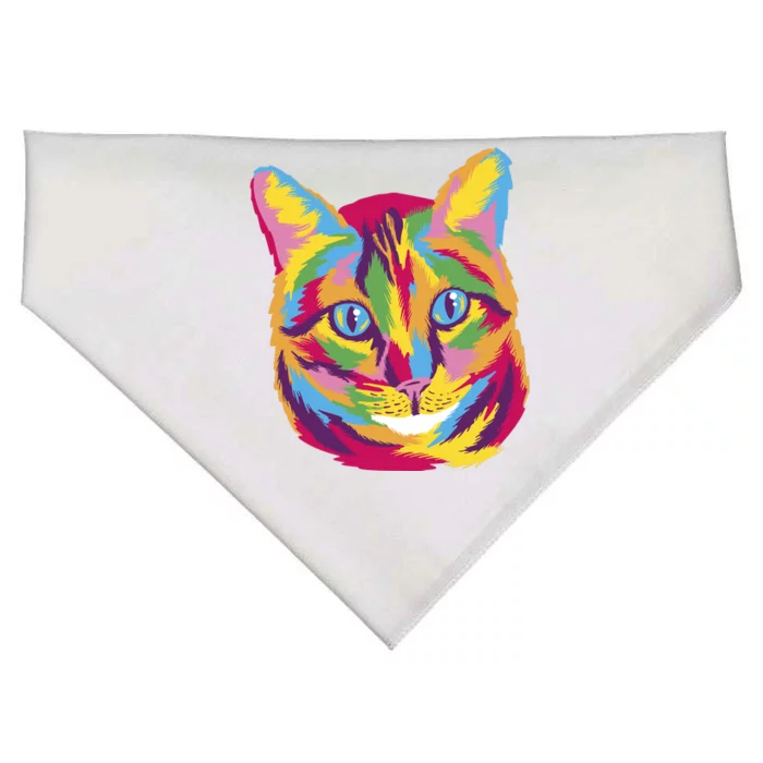 Colorful Cute Kitten Face USA-Made Doggie Bandana