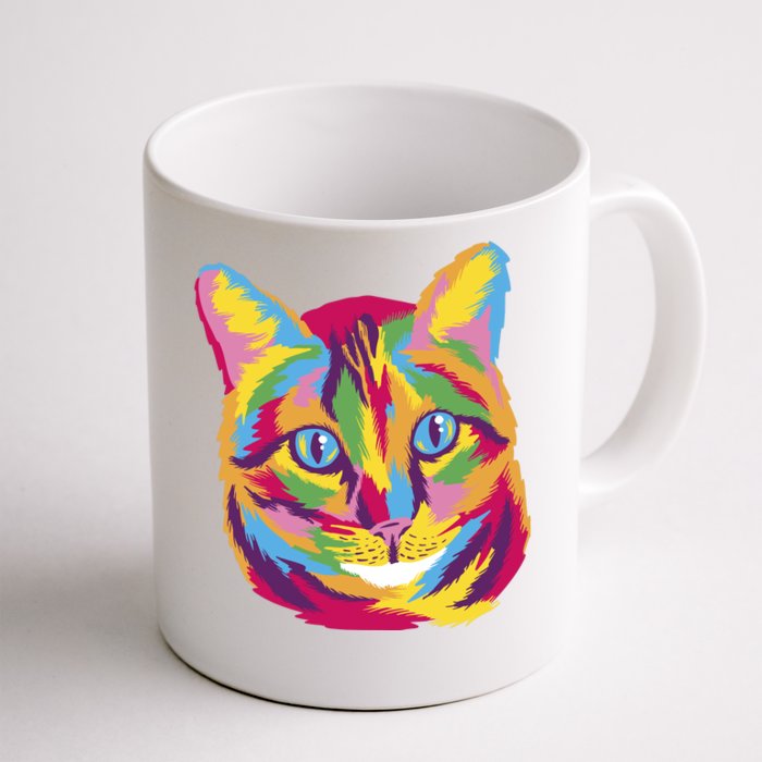 Colorful Cute Kitten Face Front & Back Coffee Mug