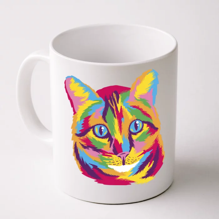 Colorful Cute Kitten Face Front & Back Coffee Mug