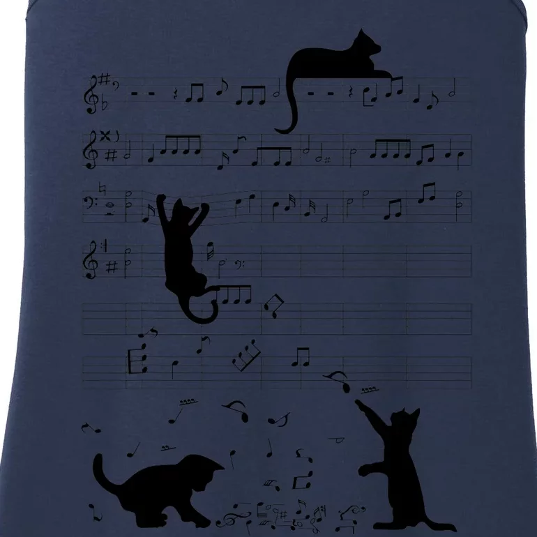 Cute Cat Kitty Playing Music Note Clef Musician Art Ladies Essential Tank