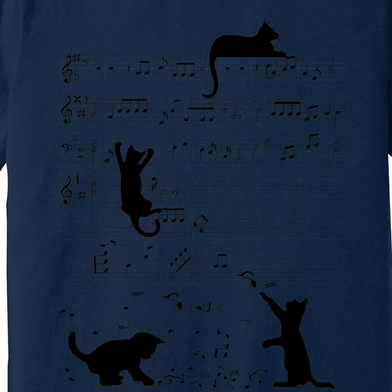 Cute Cat Kitty Playing Music Note Clef Musician Art Premium T-Shirt