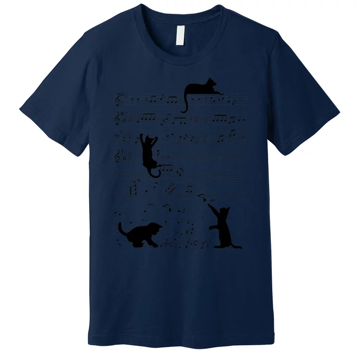 Cute Cat Kitty Playing Music Note Clef Musician Art Premium T-Shirt