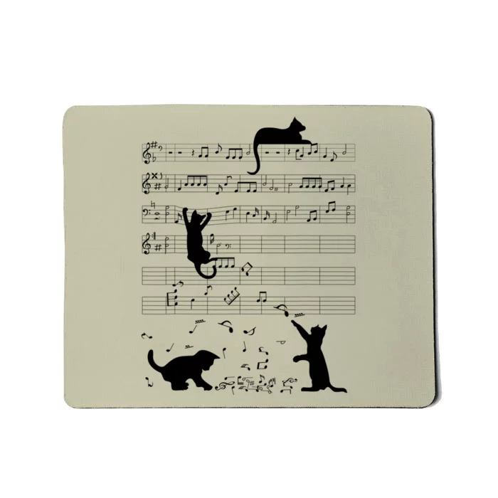 Cute Cat Kitty Playing Music Note Clef Musician Art Mousepad