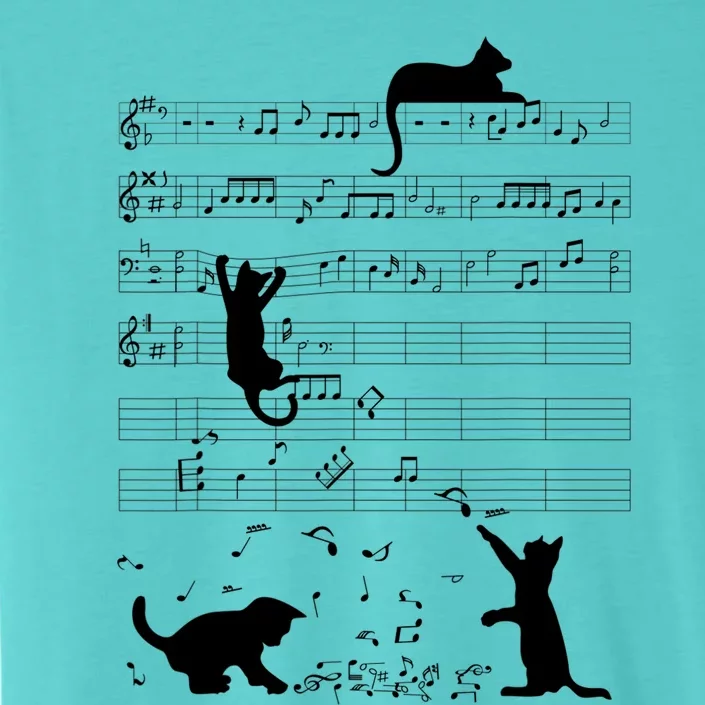 Cute Cat Kitty Playing Music Note Clef Musician Art ChromaSoft Performance T-Shirt