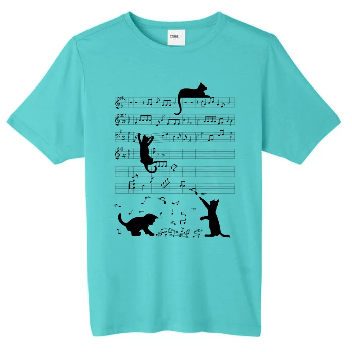 Cute Cat Kitty Playing Music Note Clef Musician Art ChromaSoft Performance T-Shirt