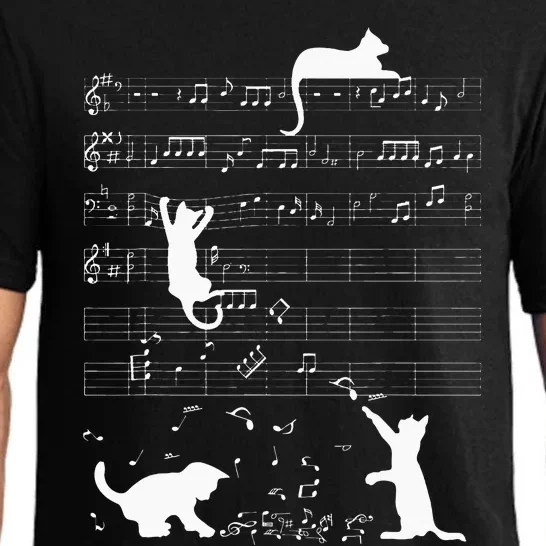 Cute Cat Kitty Playing Music Clef Piano Musician Art Pajama Set