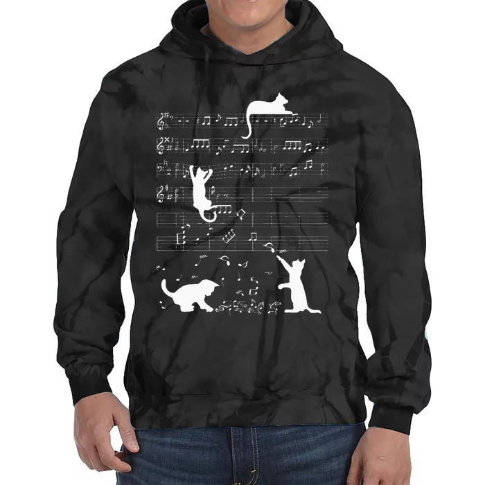 Cute Cat Kitty Playing Music Clef Piano Musician Art Tie Dye Hoodie