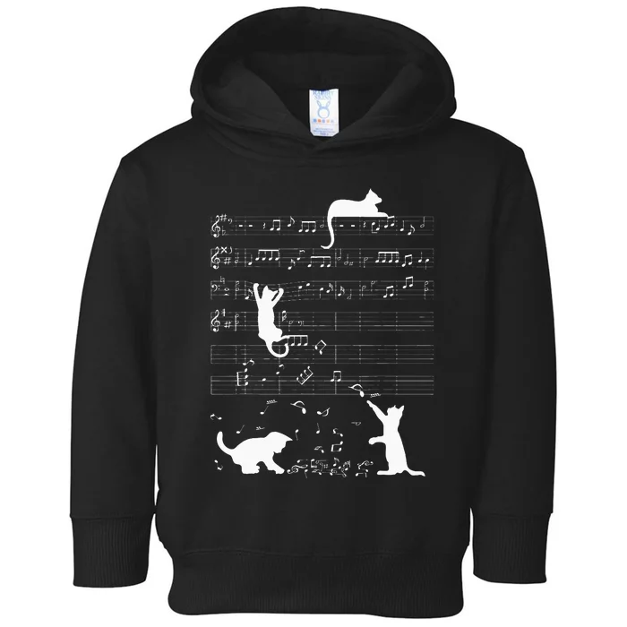 Cute Cat Kitty Playing Music Clef Piano Musician Art Toddler Hoodie