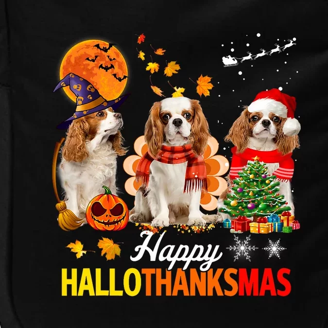 Cute Cavalier King Charles Happy Hallothanksmas Thanksgiving Impact Tech Backpack