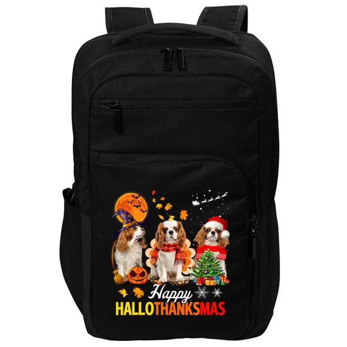 Cute Cavalier King Charles Happy Hallothanksmas Thanksgiving Impact Tech Backpack