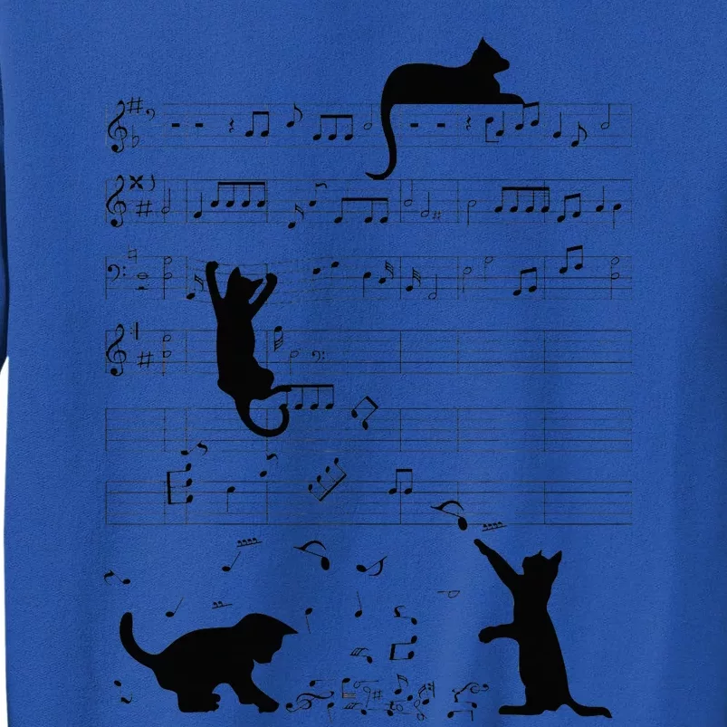 Cute Cat Kitty Playing Music Note Clef Musician Art Tall Sweatshirt