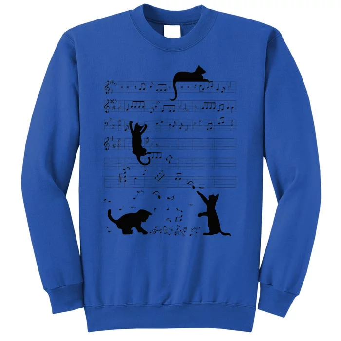 Cute Cat Kitty Playing Music Note Clef Musician Art Tall Sweatshirt