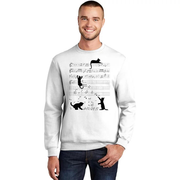 Cute Cat Kitty Playing Music Note Clef Musician Art Sweatshirt