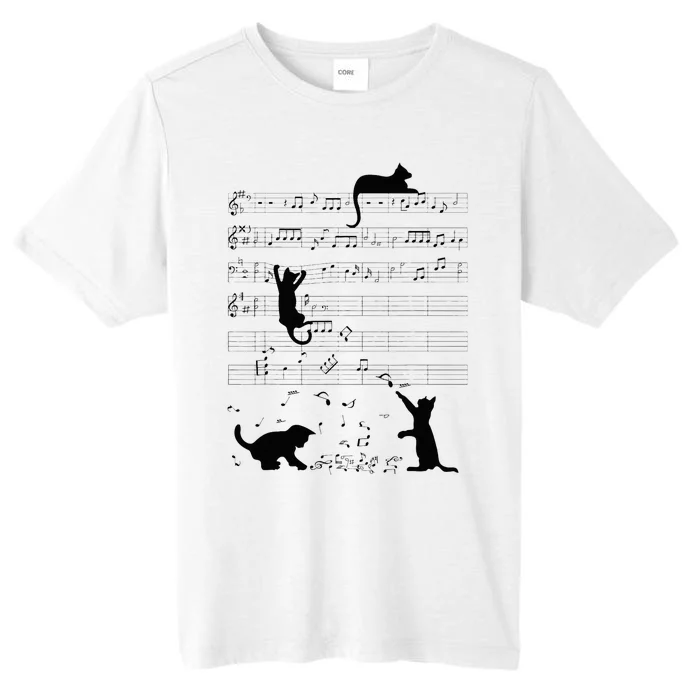 Cute Cat Kitty Playing Music Note Clef Musician Art ChromaSoft Performance T-Shirt