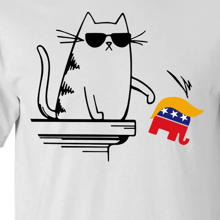 Cool Cat Knock Over Trump Elephant Hair 2024 Harris Walz Tall T-Shirt