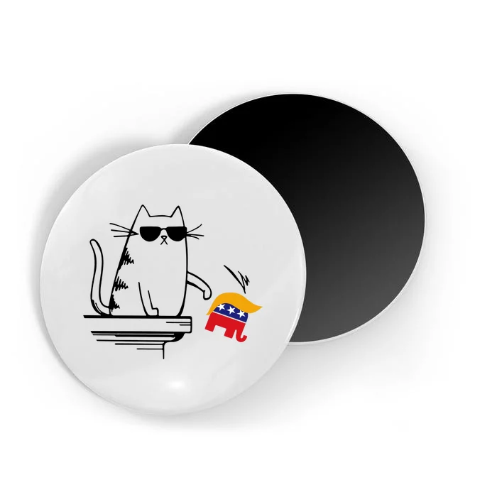 Cool Cat Knock Over Trump Elephant Hair 2024 Harris Walz Magnet