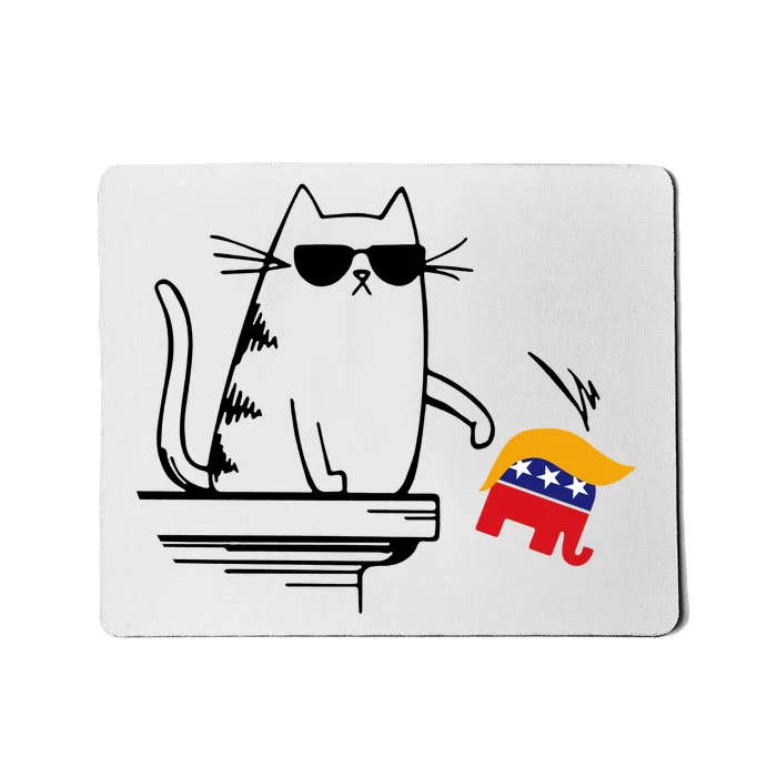 Cool Cat Knock Over Trump Elephant Hair 2024 Harris Walz Mousepad