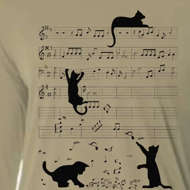 Cute Cat Kitty Playing Music Note Clef Musician Art Cooling Performance Long Sleeve Crew